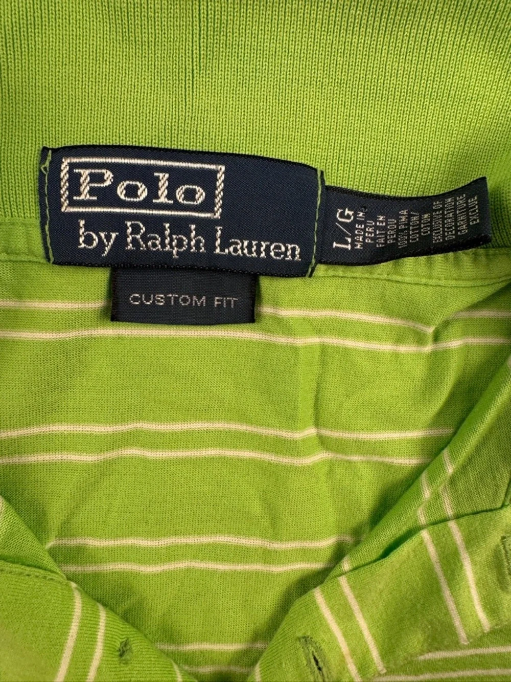Polo Golf Ralph Lauren Big Pony Polo Shirt Men Large Green White Custom Fit